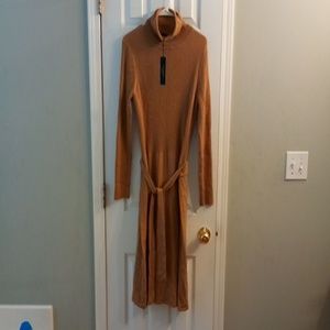 Talbots Camel Colored Turtle neck Jersey dress